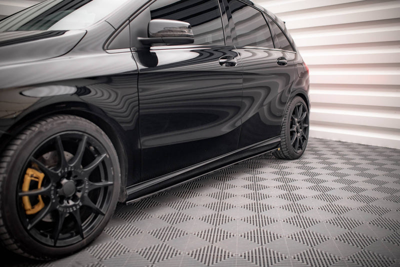 Maxton Side Skirts Diffusers Mercedes-Benz B W246 Facelift - Gloss Black