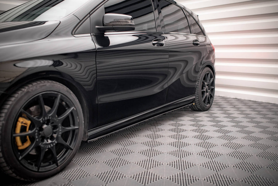 Maxton Side Skirts Diffusers Mercedes-Benz B W246 Facelift - Gloss Black