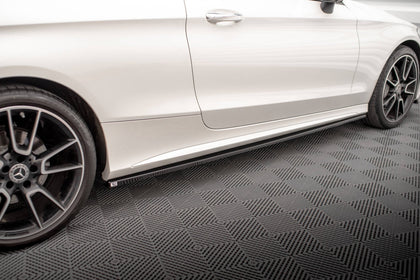 Maxton Side Skirts Diffusers Mercedes-Benz C Coupe Amg-Line C205 Facelift - Gloss Black