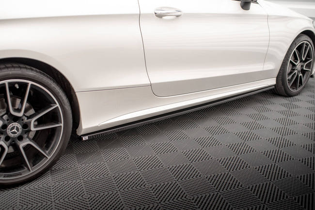 Maxton Side Skirts Diffusers Mercedes-Benz C Coupe Amg-Line C205 Facelift - Gloss Black