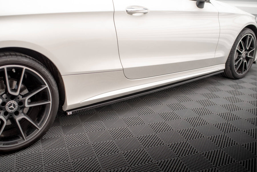 Maxton Side Skirts Diffusers Mercedes-Benz C Coupe Amg-Line C205 Facelift - Gloss Black