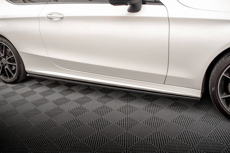 Maxton Side Skirts Diffusers Mercedes-Benz C Coupe Amg-Line C205 Facelift - Gloss Black