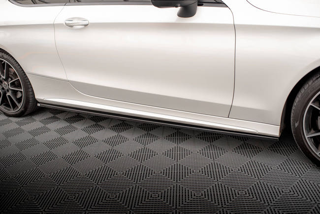 Maxton Side Skirts Diffusers Mercedes-Benz C Coupe Amg-Line C205 Facelift - Gloss Black