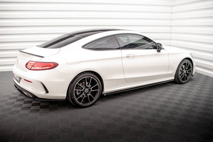 Maxton Side Skirts Diffusers Mercedes-Benz C Coupe Amg-Line C205 Facelift - Gloss Black