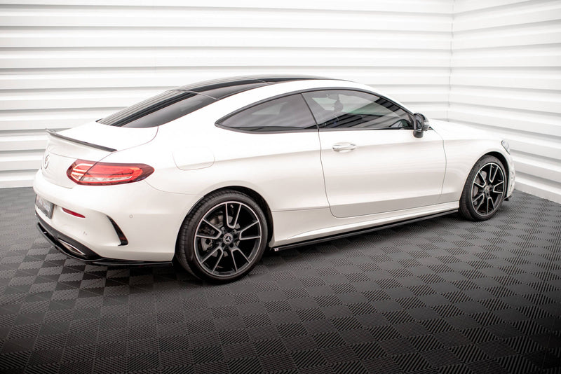 Maxton Side Skirts Diffusers Mercedes-Benz C Coupe Amg-Line C205 Facelift - Gloss Black