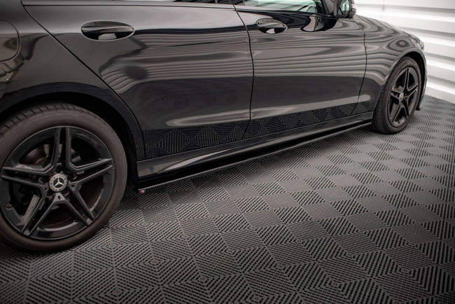 Maxton Side Skirts Diffusers Mercedes-Benz C43 / C Amg-Line Sedan W205 Facelift - Gloss Black