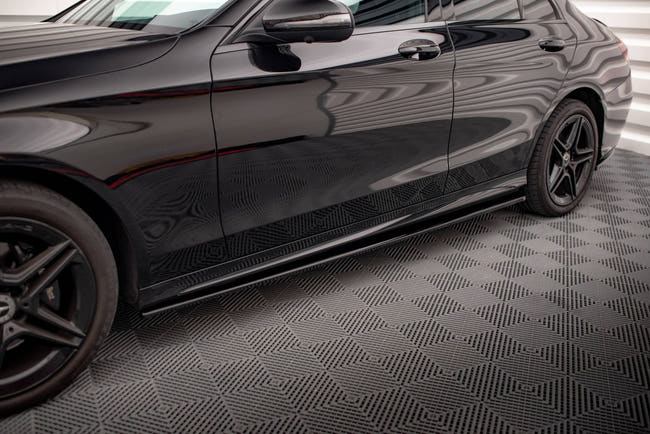 Maxton Side Skirts Diffusers Mercedes-Benz C43 / C Amg-Line Sedan W205 Facelift - Gloss Black
