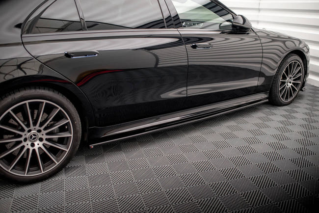 Maxton Side Skirts Diffusers Mercedes-Benz S Long Amg-Line V223 - Gloss Black