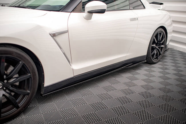 Maxton Side Skirts Diffusers Nissan Gtr R35 Facelift - Gloss Black