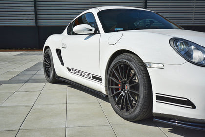 Maxton Side Skirts Diffusers Porsche Cayman S 987C  - Gloss Black