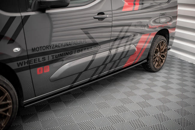 Maxton Side Skirts Diffusers Peugeot Partner Maxi Mk3 - Gloss Black