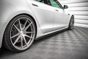 Maxton Side Skirts Diffusers Tesla Model S Facelift - Gloss Black