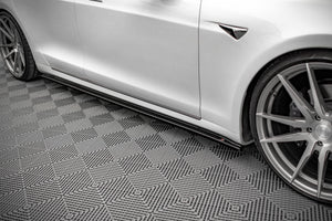Maxton Side Skirts Diffusers Tesla Model S Facelift - Gloss Black