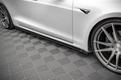 Maxton Side Skirts Diffusers Tesla Model S Facelift - Gloss Black