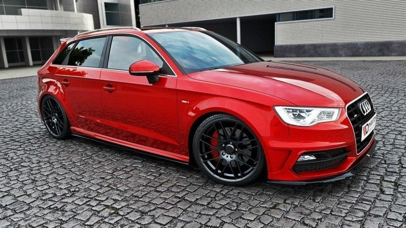 Maxton Side Skirts Diffusers Audi S3 / A3 S-Line 8V / 8V Fl Sportback  - Gloss Black
