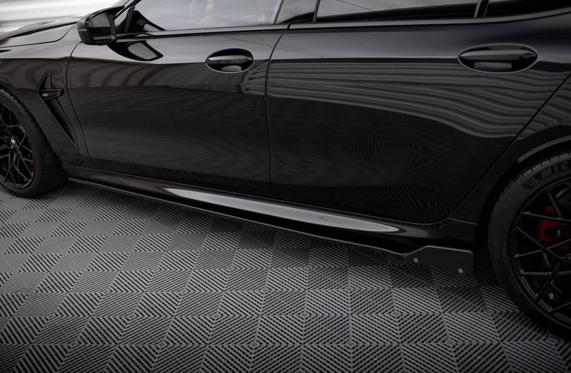 Maxton Side Skirts Diffusers + Flaps V.1 BMW M8 Gran Coupe F93 / 8 Gran Coupe M-Pack G16 - Gloss Black