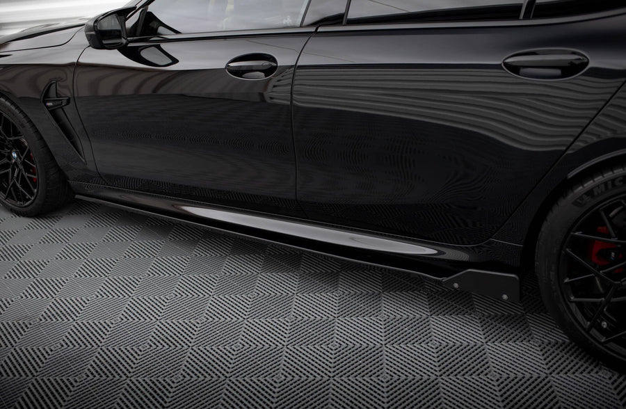 Maxton Side Skirts Diffusers + Flaps V.1 BMW M8 Gran Coupe F93 / 8 Gran Coupe M-Pack G16 - Gloss Black