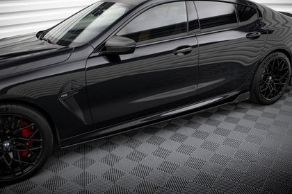 Maxton Side Skirts Diffusers + Flaps V.1 BMW M8 Gran Coupe F93 / 8 Gran Coupe M-Pack G16 - Gloss Black