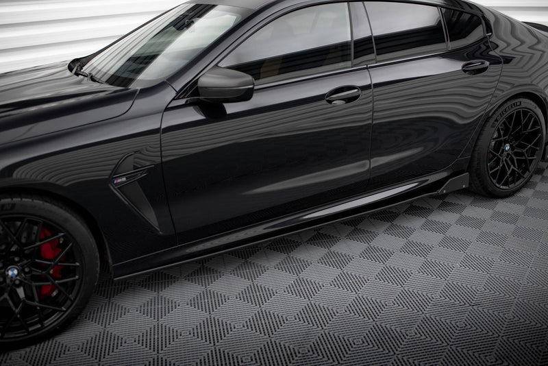 Maxton Side Skirts Diffusers + Flaps V.1 BMW M8 Gran Coupe F93 / 8 Gran Coupe M-Pack G16 - Gloss Black