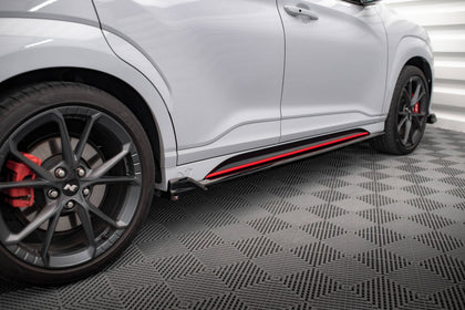 Maxton Side Skirts Diffusers V.1 + Flaps Hyundai Kona N Mk1 - Gloss Black