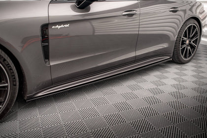 Maxton Side Skirts Diffusers Porsche Panamera E-Hybrid 971 - Gloss Black