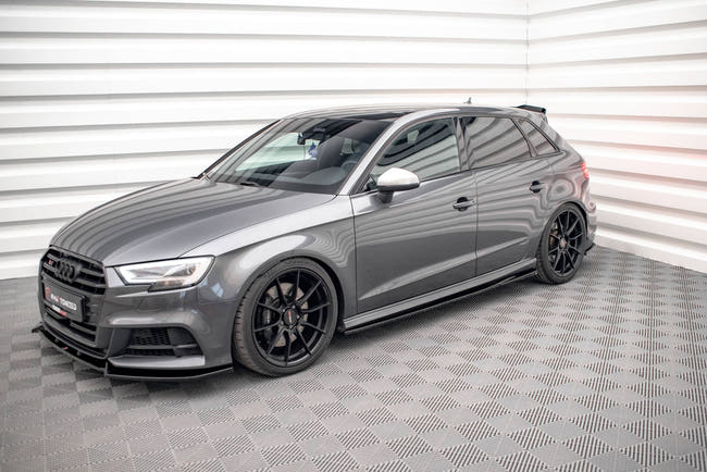 Maxton Side Skirts Diffusers Audi S3 / A3 S-Line Sportback 8V Facelift - Gloss Black