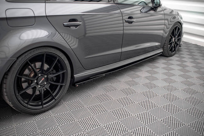 Maxton Side Skirts Diffusers Audi S3 / A3 S-Line Sportback 8V Facelift - Gloss Black