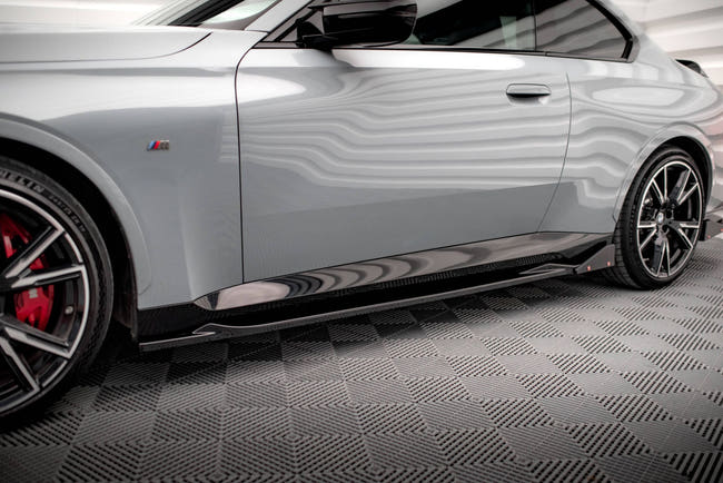 Maxton Side Skirts Diffusers V.2 + Flaps BMW 2 Coupe M-Pack / M240I G42 - Gloss Black