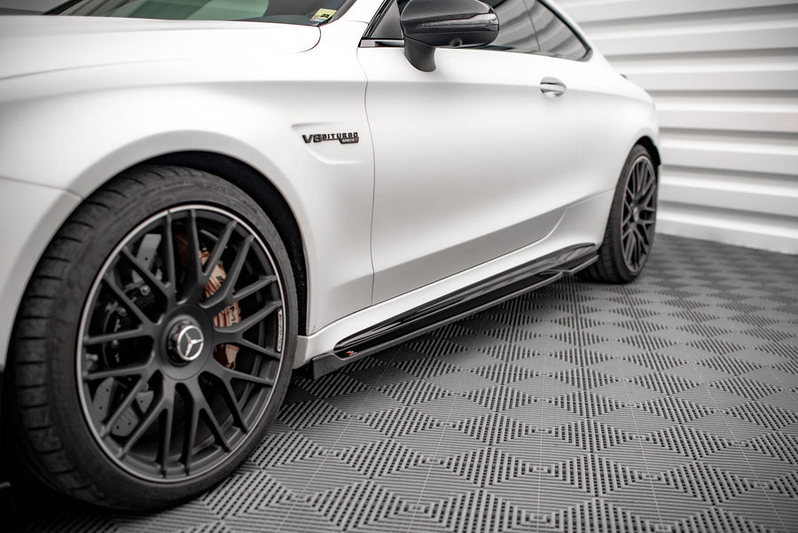 Maxton Side Skirts Diffusers V.2 Mercedes-Amg C 63Amg Coupe C205 Facelift - Gloss Black