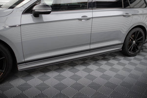 Maxton Side Skirts Diffusers VW Passat R-Line B8 Facelift - Gloss Black
