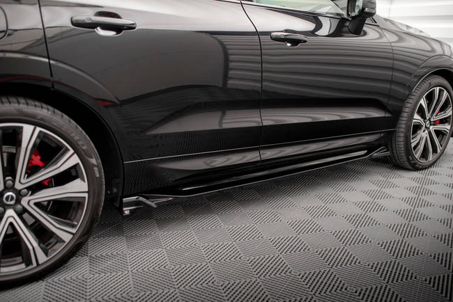 Maxton Side Skirts Diffusers Volvo Xc60 R-Design Mk2 Facelift - Gloss Black