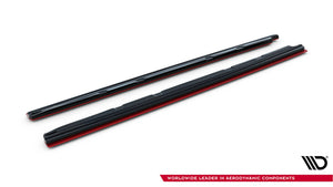 Maxton Side Skirts Diffusers V.3 Seat Leon Mk3 Cupra/ Fr Facelift - Gloss Black + Red
