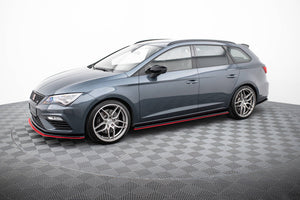 Maxton Side Skirts Diffusers V.3 Seat Leon Mk3 Cupra/ Fr Facelift - Gloss Black + Red