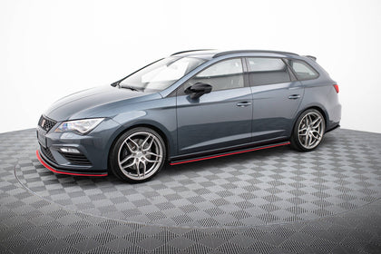 Maxton Side Skirts Diffusers V.3 Seat Leon Mk3 Cupra/ Fr Facelift - Gloss Black + Red
