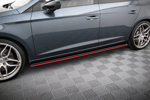 Maxton Side Skirts Diffusers V.3 Seat Leon Mk3 Cupra/ Fr Facelift - Gloss Black + Red
