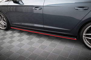 Maxton Side Skirts Diffusers V.3 Seat Leon Mk3 Cupra/ Fr Facelift - Gloss Black + Red