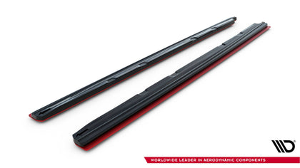 Maxton Side Skirts Diffusers V.3 Seat Leon Mk3 Cupra/ Fr Facelift - Gloss Black + Red