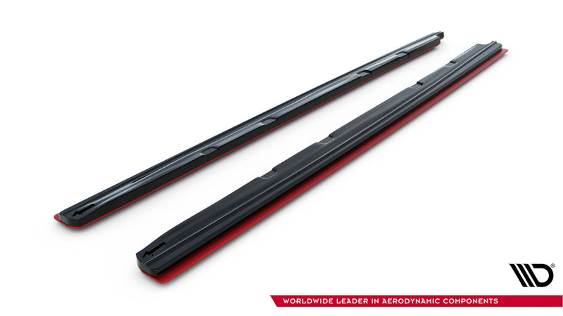 Maxton Side Skirts Diffusers V.3 Seat Leon Mk3 Cupra/ Fr Facelift - Gloss Black + Red