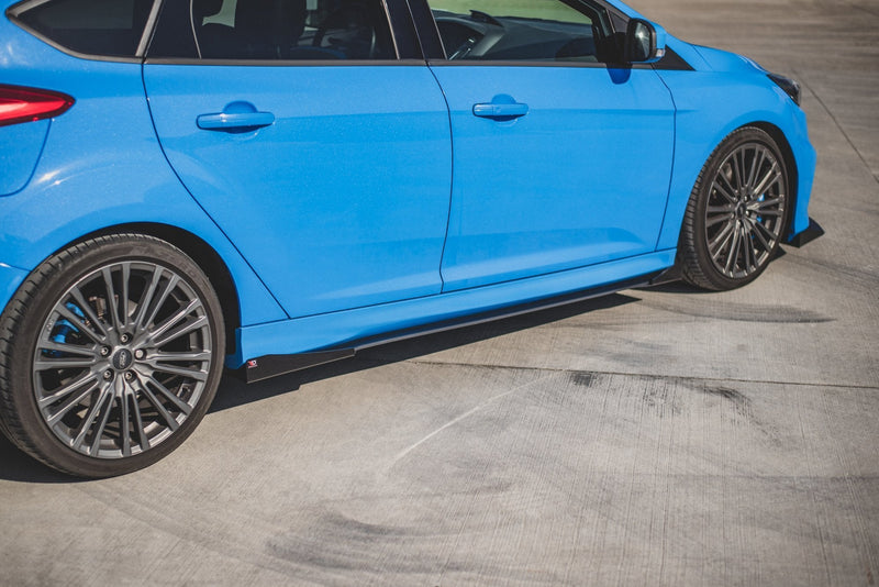 Maxton Racing Durability Side Skirts Diffusers + Flaps Ford Focus RS Mk3 - Black + Gloss Flaps
