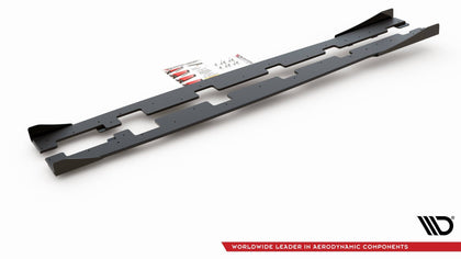 Maxton Racing Durability Side Skirts Diffusers + Flaps Ford Focus RS Mk3 - Black + Gloss Flaps