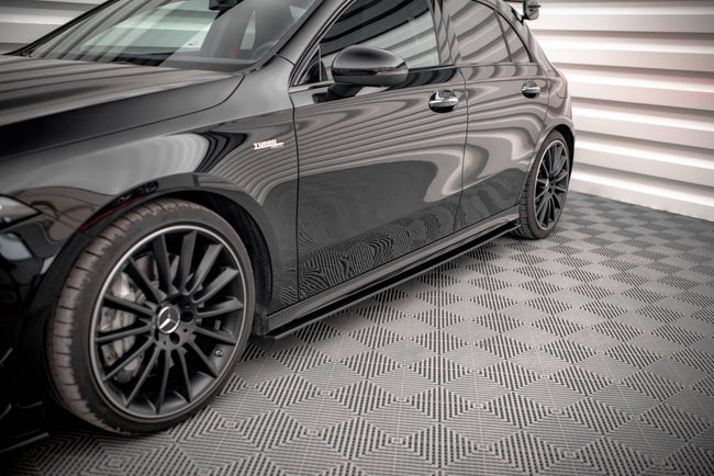 Maxton Street Pro Side Skirts Diffusers Mercedes A35 Amg / Amg-Line Aero Pack W177  - Black