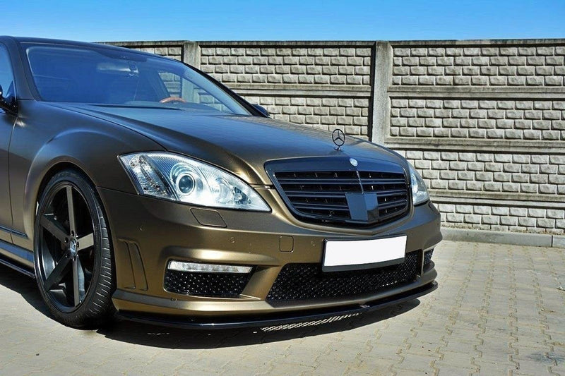 Maxton frontsplitter til Mercedes S-CLASS W221 AMG – blank sort – billede 2 af 3