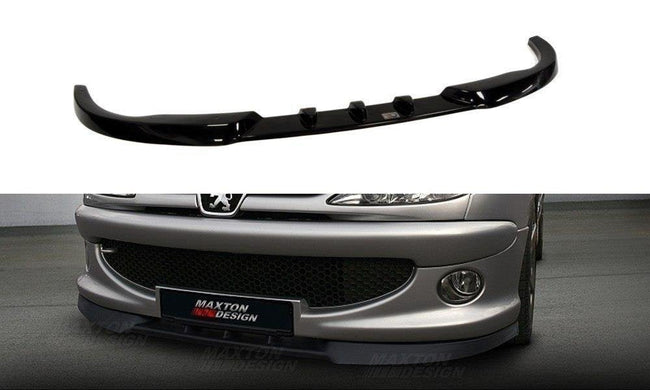 Maxton frontsplitter til Peugeot 206 (for: CC, RC, GTI, S16, XSI, XS, Sport) – blank sort – billede 1 af 3