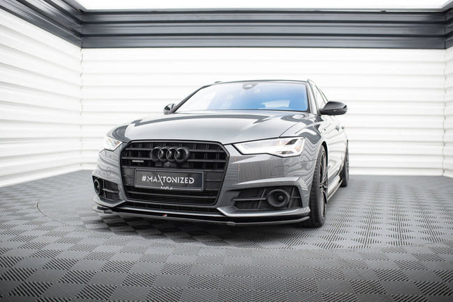Maxton frontsplitter til Audi A6 / A6 C7 S-line/ S6 C7 Facelift – blank sort – billede 1 af 5