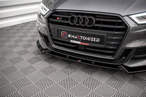 Maxton frontsplitter til Audi S3 / A3 S-Line Sportback 8V Facelift – blank sort – billede 3 af 5