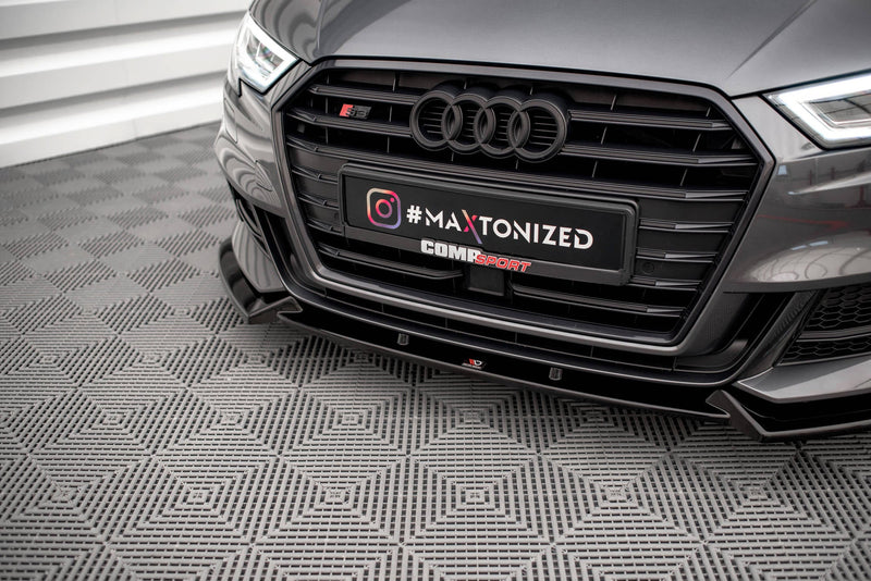 Maxton frontsplitter til Audi S3 / A3 S-Line Sportback 8V Facelift – blank sort – billede 3 af 5
