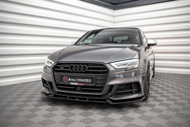 Maxton frontsplitter til Audi S3 / A3 S-Line Sportback 8V Facelift – blank sort – billede 1 af 5