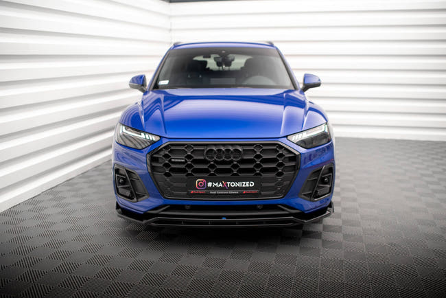 Maxton Front Splitter V.1 Audi SQ5 / Q5 S-Line SUV / Sportback Mk2 Facelift - Gloss Black
