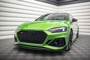 Maxton Front Splitter + Flaps V.1 Audi RS5 F5 Facelift - Gloss Black