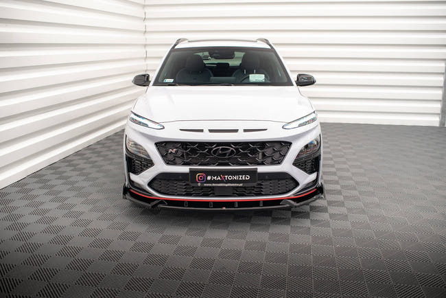 Maxton Front Splitter V.1 Hyundai Kona N Mk1 - Gloss Black